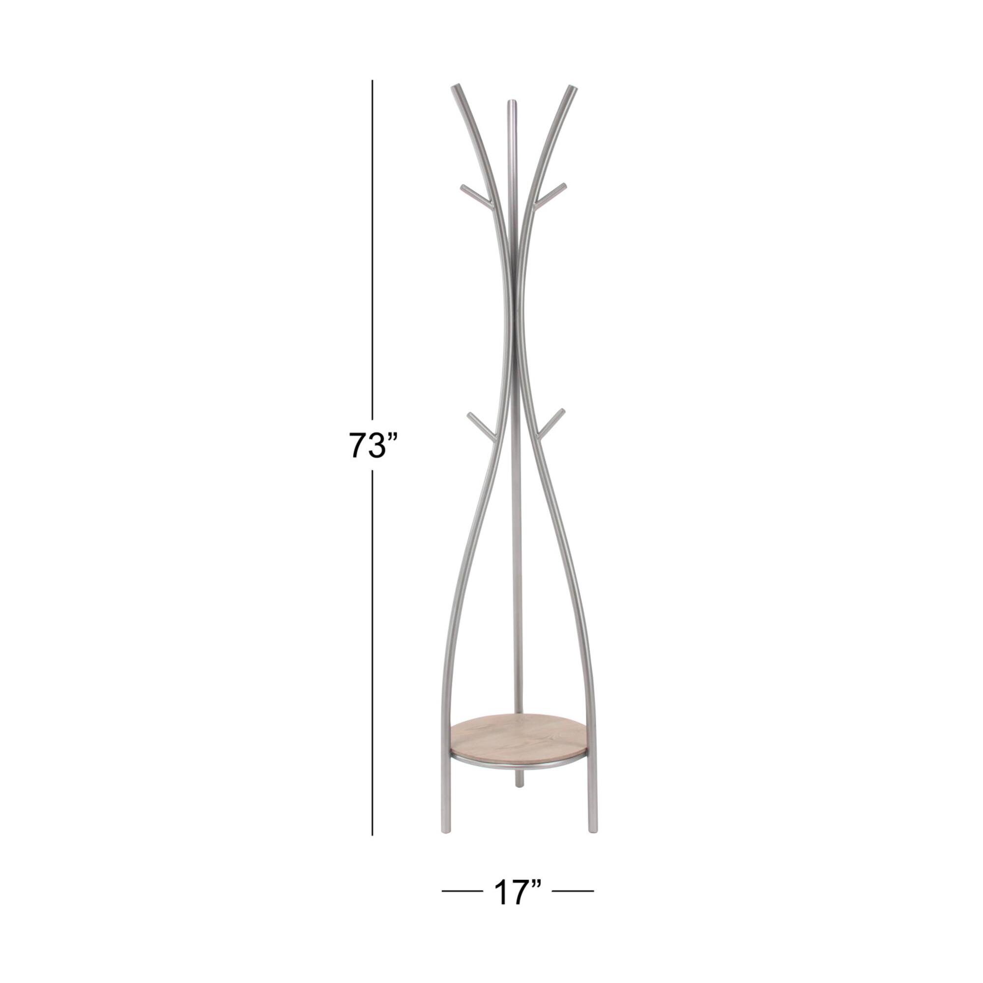 Silver Metal Modern Coat Rack, 73" x 17" x 17"